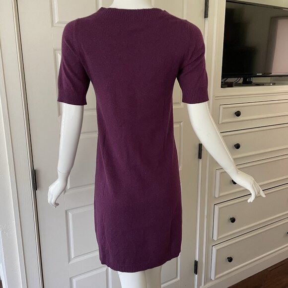 Banana Republic Sweater Dress 100% Cashmere Short Sleeve Mini Plum Size M - Picture 2 of 9